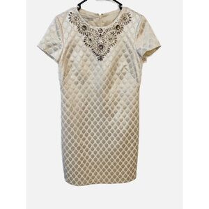 Maggy London Quilted Shimmer Dress with Jewels